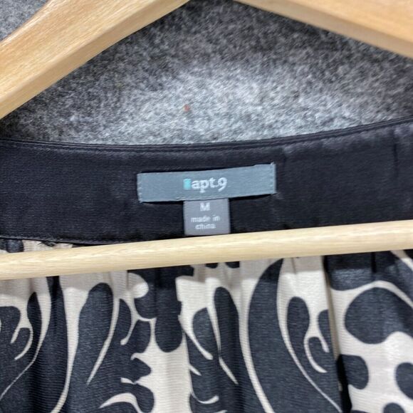 Apt. 9 Blouse Women M Medium Black Paisley Square Neck 3/4 Sleeve Pullover - Picture 5 of 9